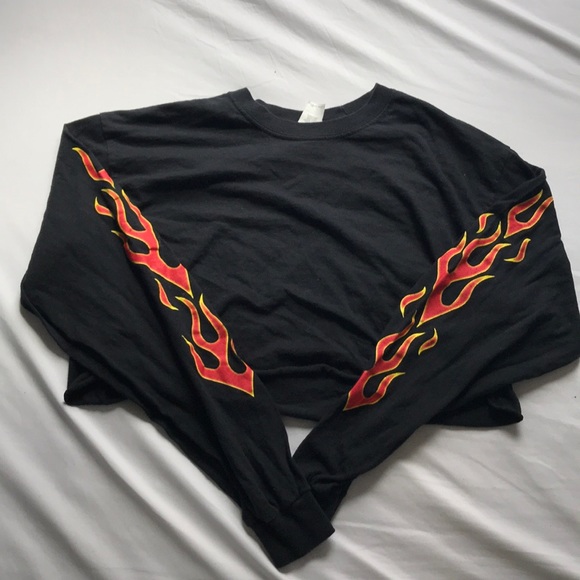 Rue21 Tops - Cropped Flame Long Sleeve Shirt